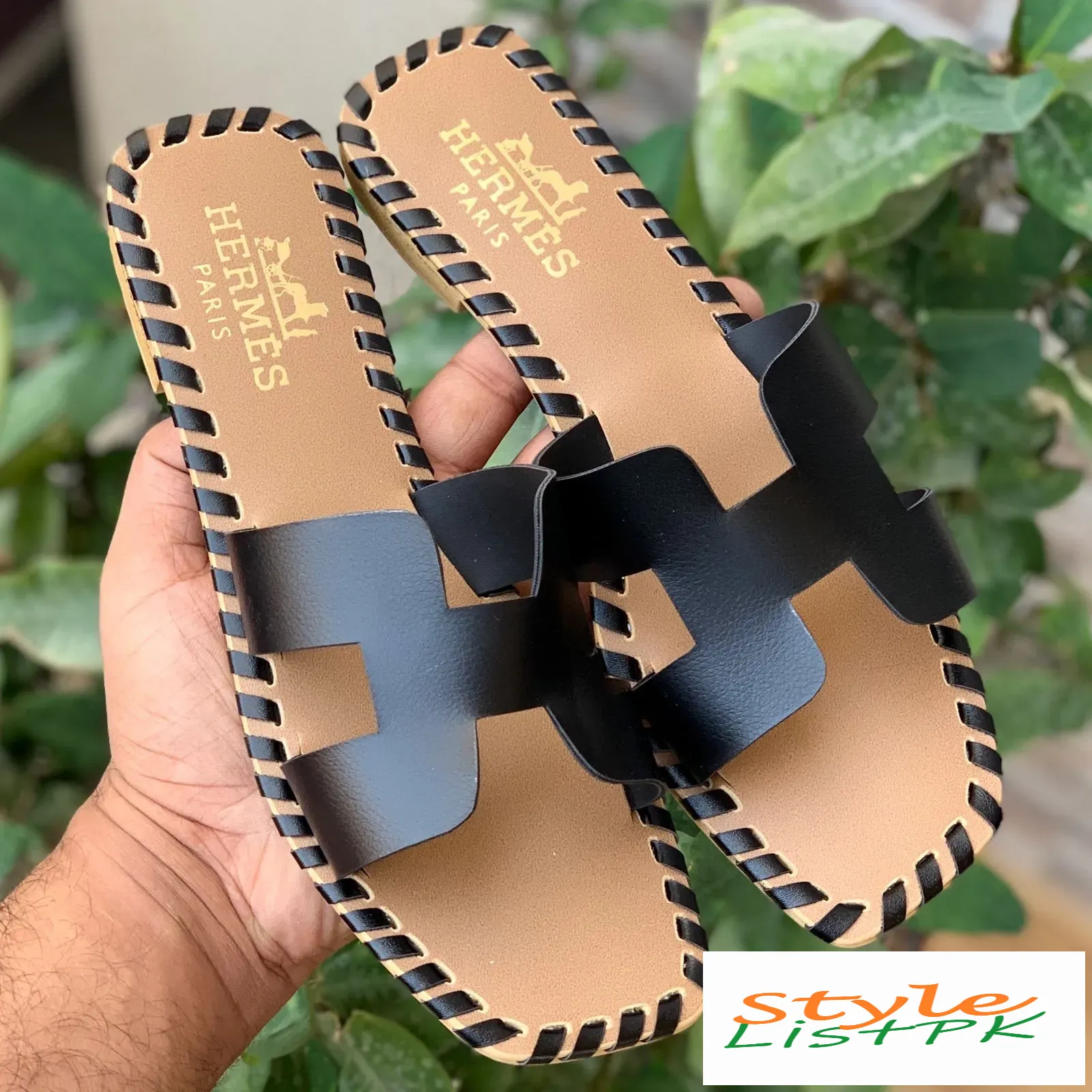 Hermes Slippers Hem Stichced