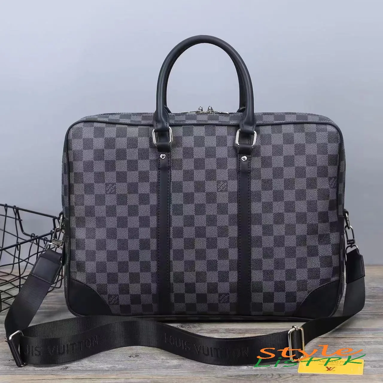 Lv Check Laptop Bag 
