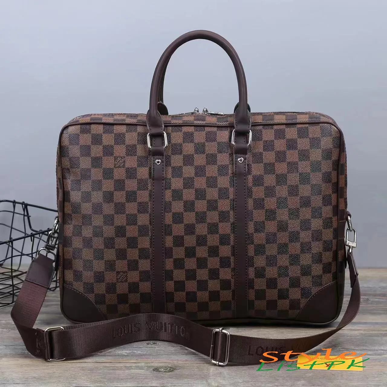 Lv Check Laptop Bag 