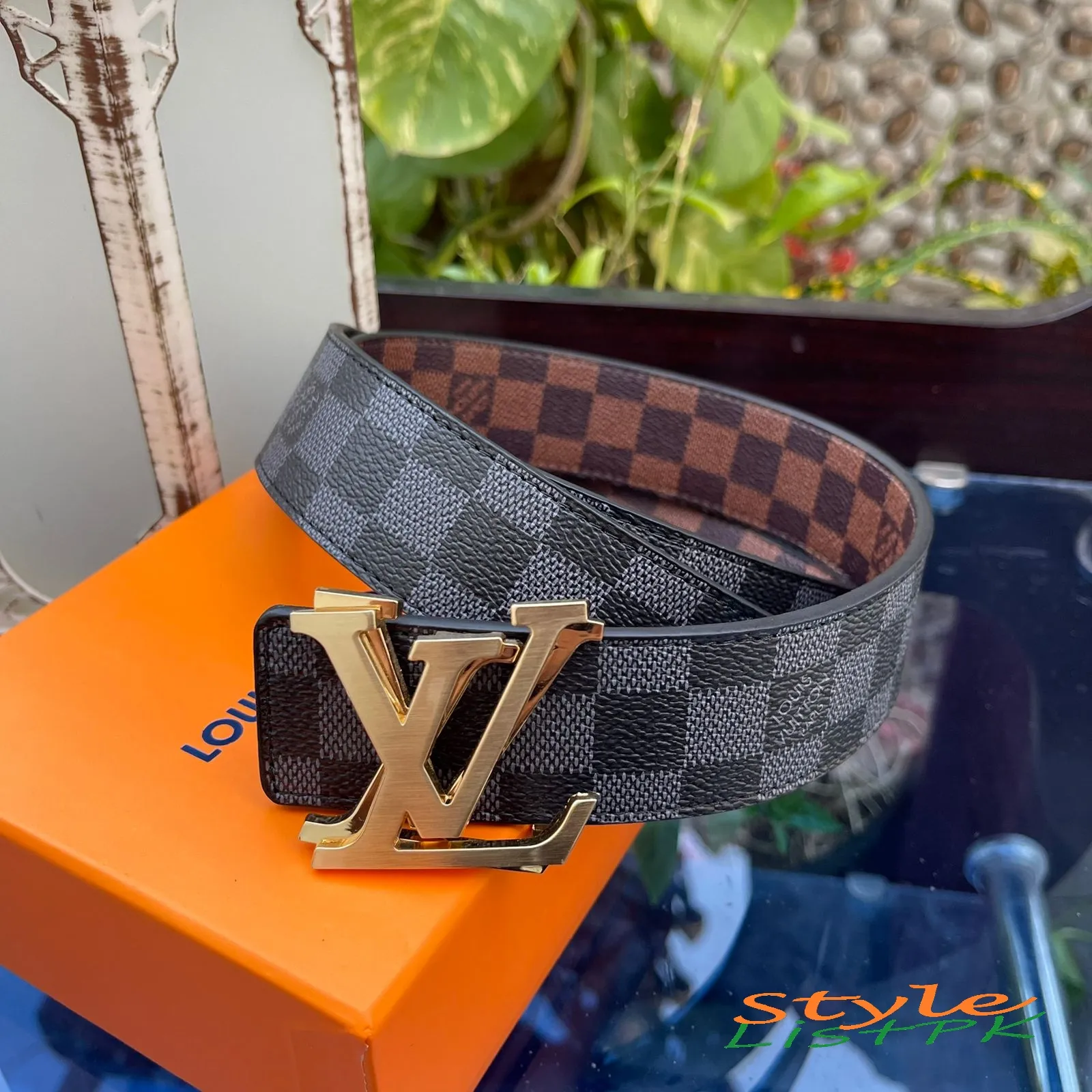 Lv Checker Reversible Belt
