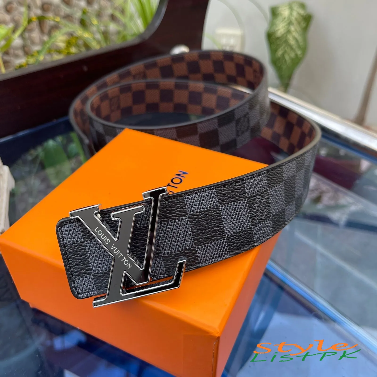 Lv Checker Reversible Belt