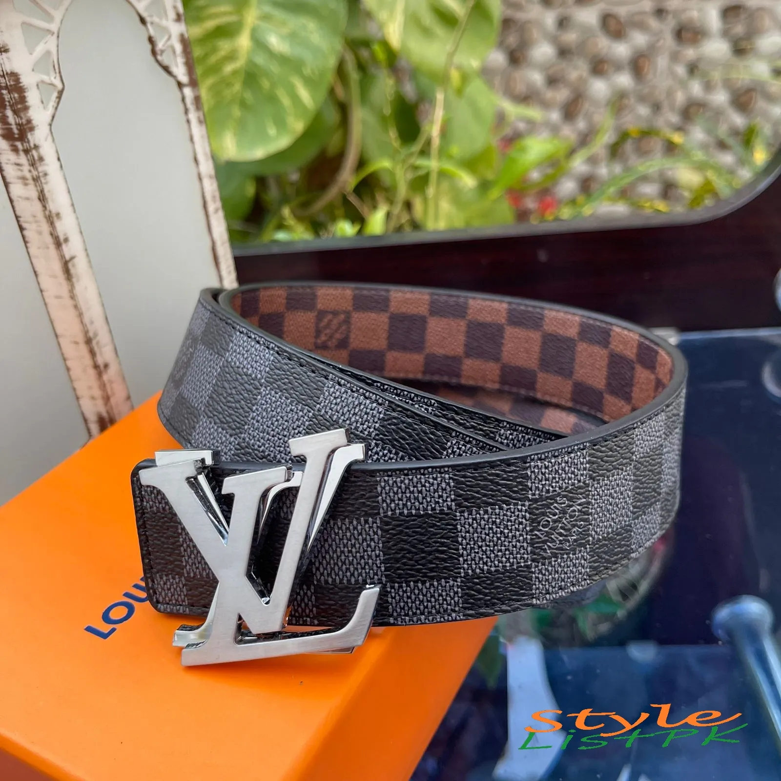 Lv Checker Reversible Belt
