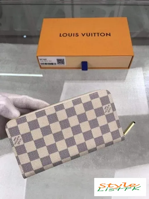 Lv Checks Long Ladies Wallet