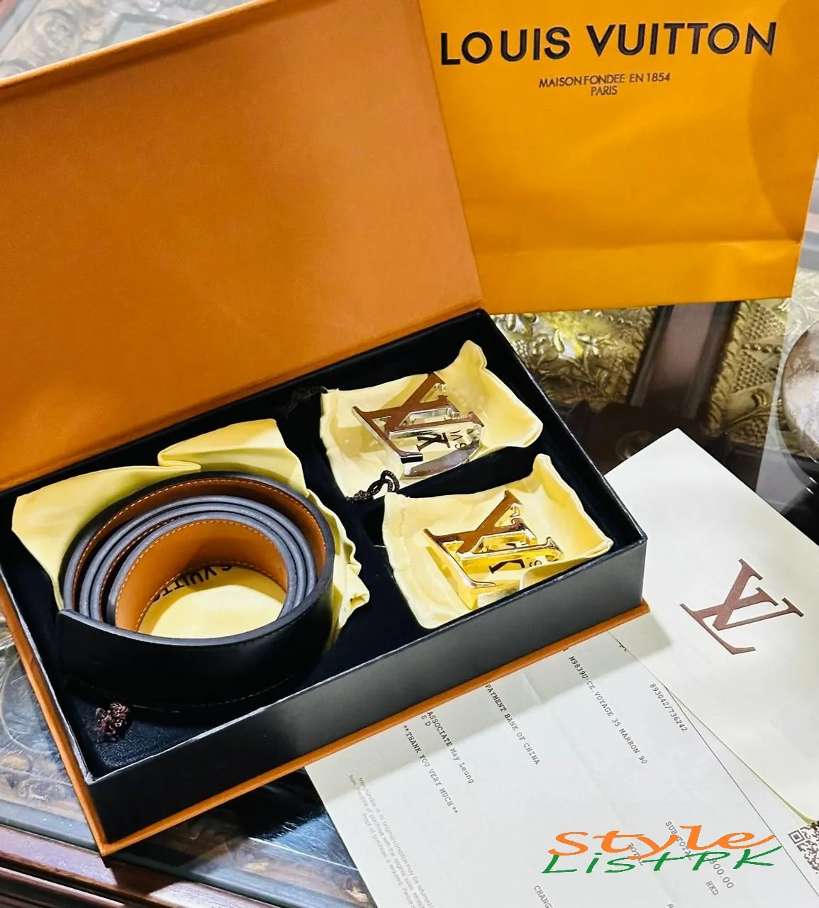 Lv Dual Buckle Belt Set 