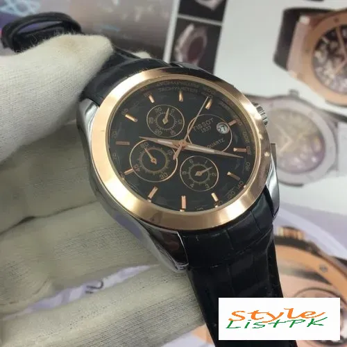 Tissot Chronograph Black Leather Two Tone