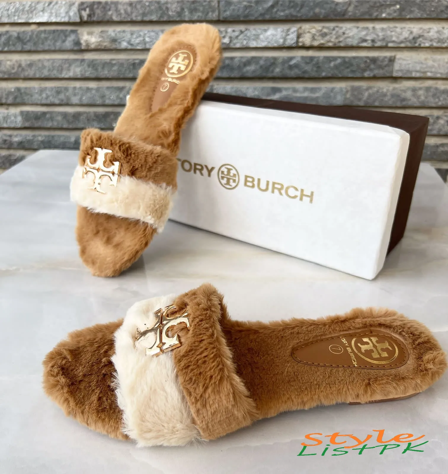 Tory Burch Fur Slides 