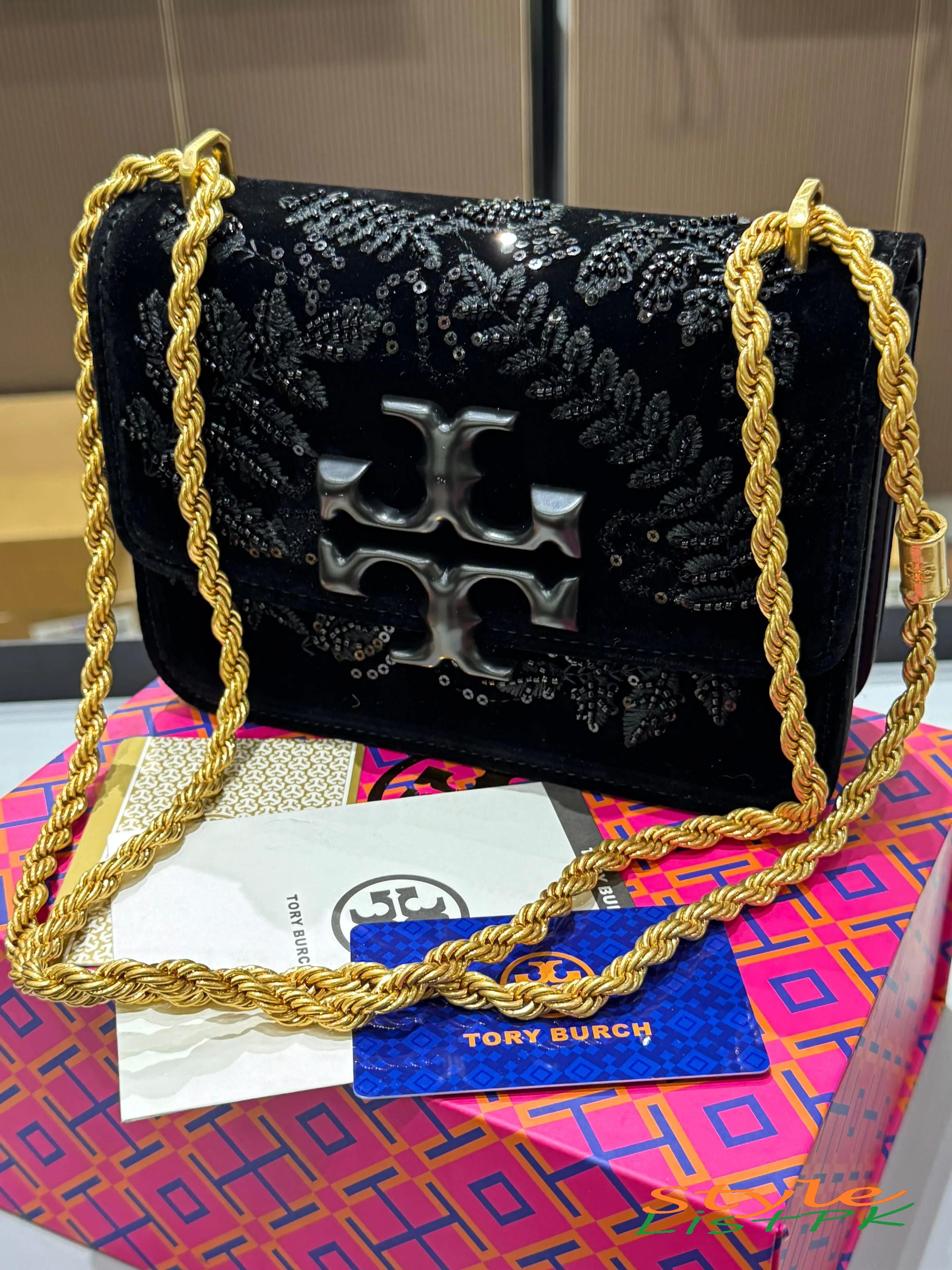 Tory Eleanor Embroidered Valvet Bag 