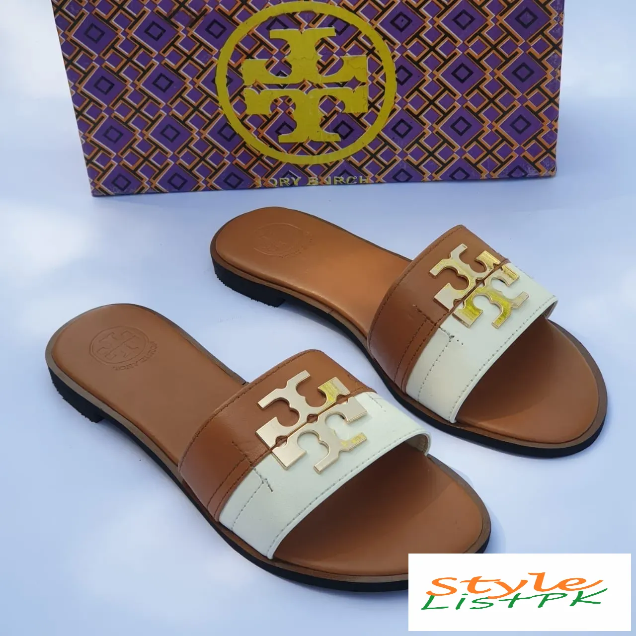 Tory Two Tone Flat Slippers