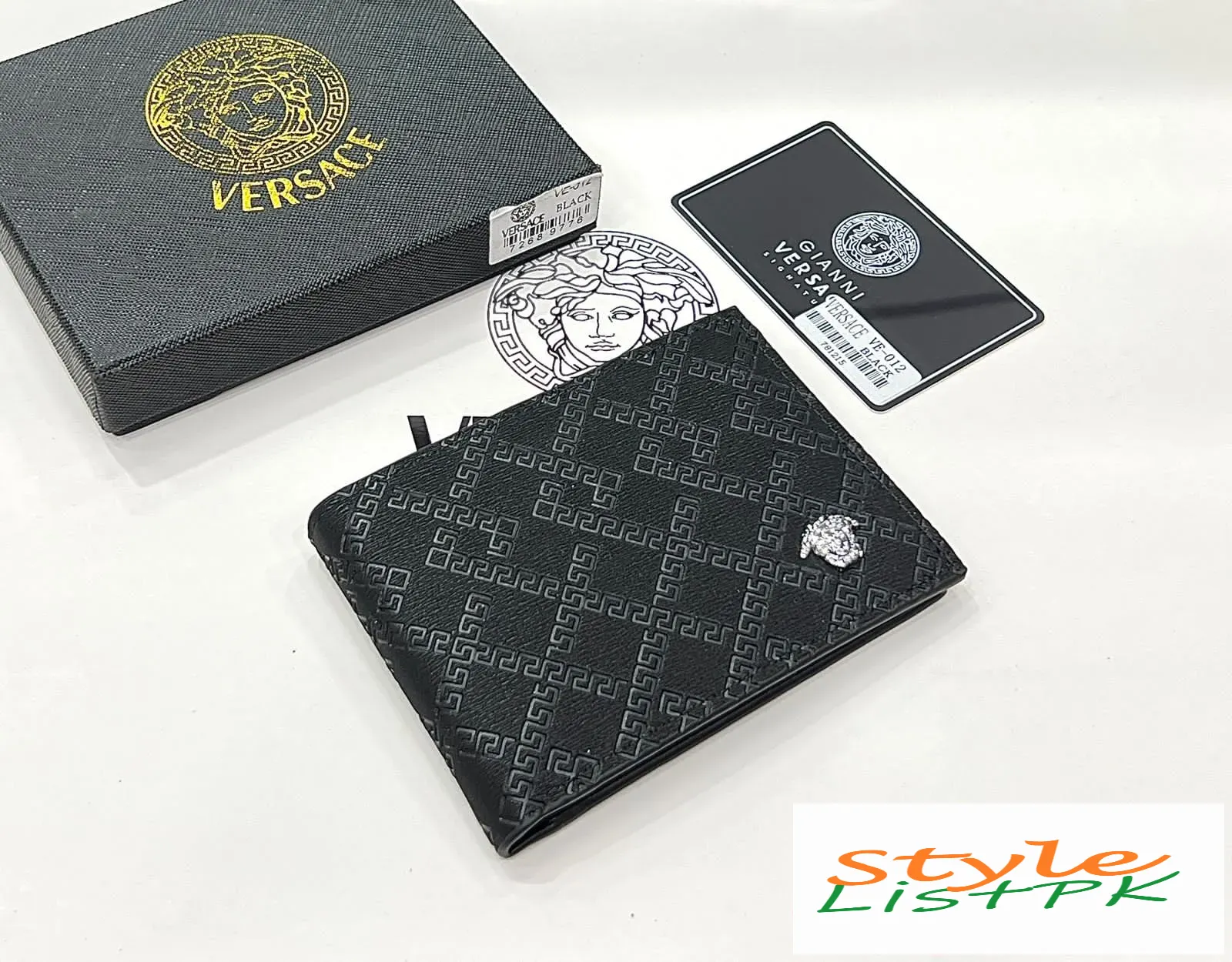 Versace Black Textured Wallet For Him