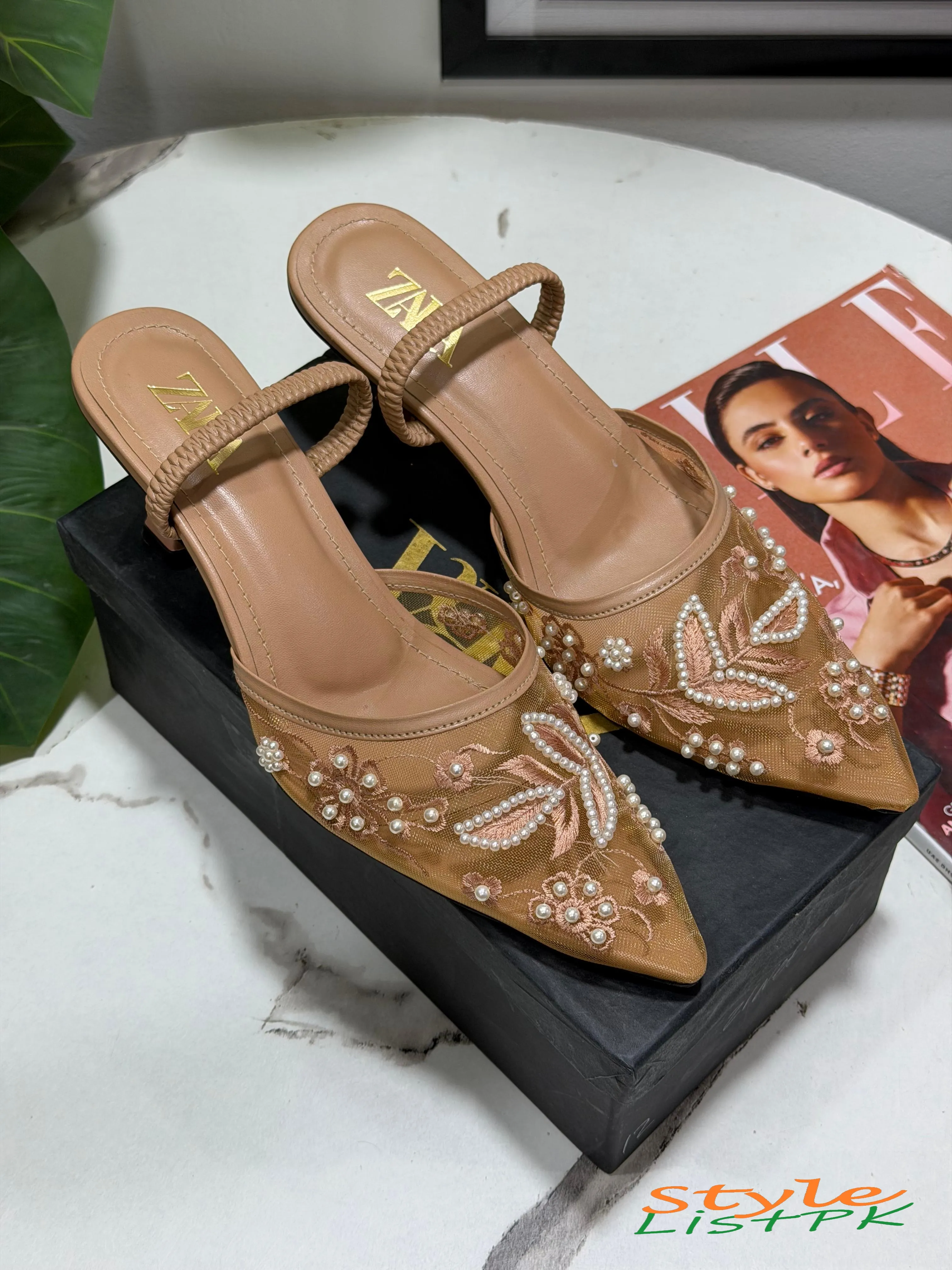 Zara Embroidered Heels
