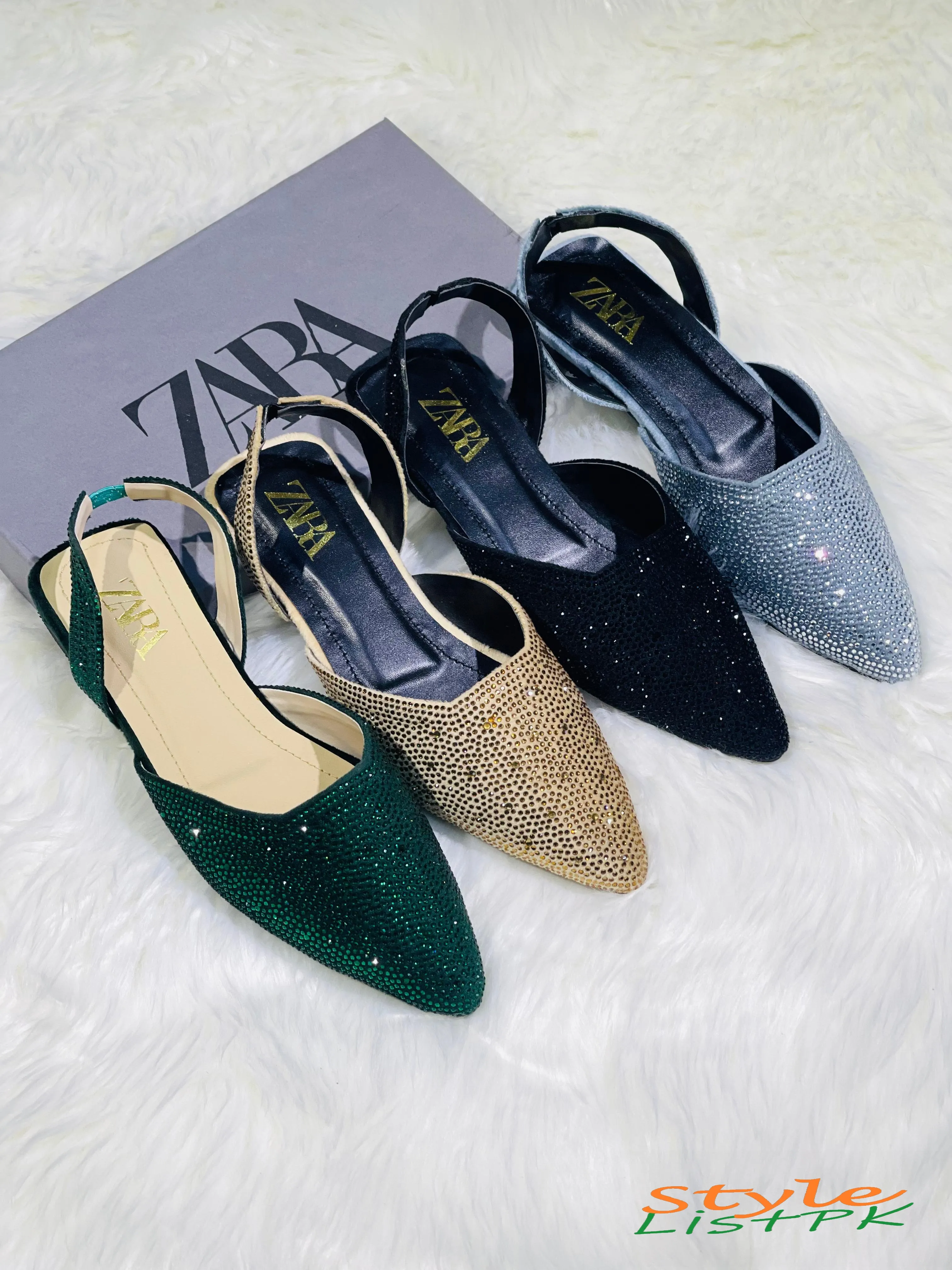 Zara Stone Flat Pumps 