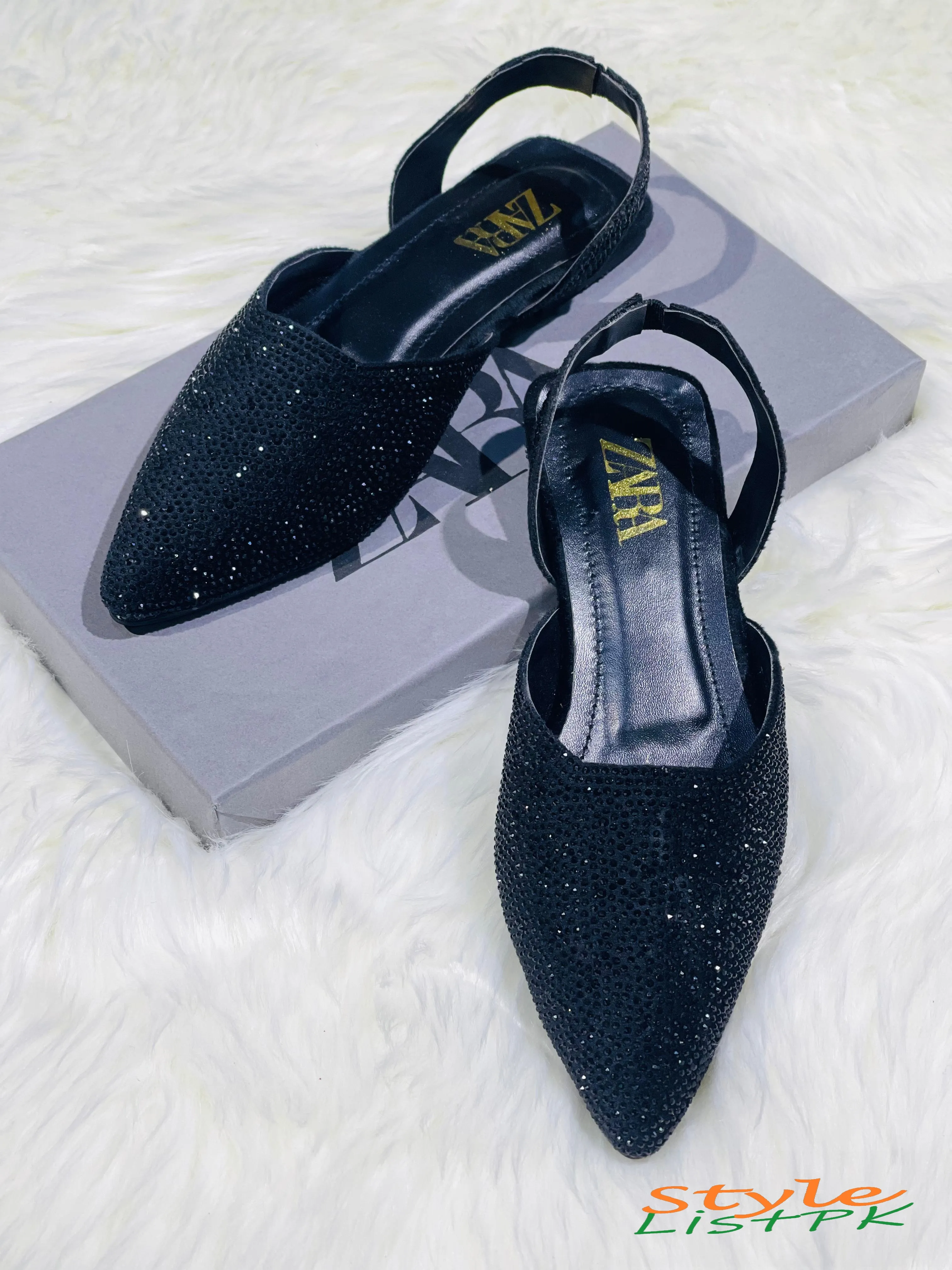 Zara Stone Flat Pumps 